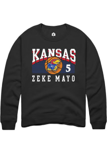 Zeke Mayo  Rally Kansas Jayhawks Mens Black NIL Marquee Player Long Sleeve Crew Sweatshirt