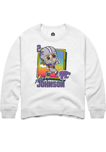 Avery Johnson  Youth White K-State Wildcats Bobbleheads Graphic Long Sleeve Crew Sweatshirt