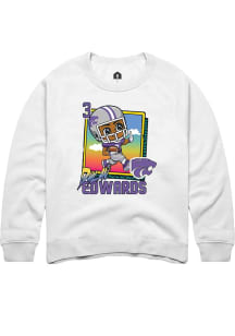 Dylan Edwards  Youth White K-State Wildcats Bobbleheads Long Sleeve Crew Sweatshirt