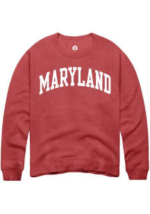 Rally Maryland Mens Red Wordmark Long Sleeve Crew Sweatshirt