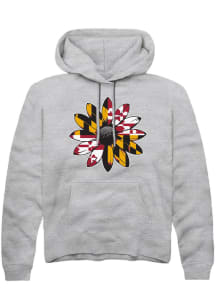 Rally Maryland Mens Oatmeal Flower Long Sleeve Hoodie