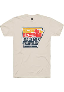 Rally Arkansas Oatmeal State Shape Bike Short Sleeve Fashion T Shirt