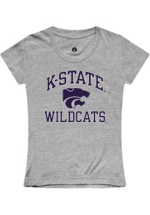 Girls K-State Wildcats Grey Rally Powercat Short Sleeve Fashion T-Shirt