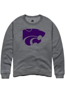 Mens K-State Wildcats Grey Rally Powercat Crew Sweatshirt