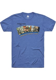 Rally Wisconsin Blue Greetings from Wisconsin Short Sleeve Fashion T Shirt