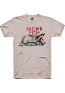 Rally Wisconsin Tan Badger State Short Sleeve Fashion T Shirt