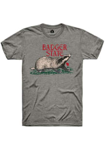 Rally Wisconsin Grey Badger State Short Sleeve Fashion T Shirt