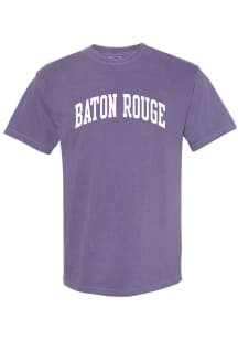 Rally Baton Rouge Purple Arched Wordmark Design Short Sleeve Fashion T Shirt