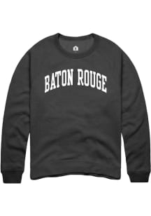 Rally Baton Rouge Mens Black Arched Wordmark Long Sleeve Crew Sweatshirt