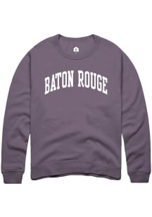 Rally Baton Rouge Mens Purple Arched Wordmark Long Sleeve Crew Sweatshirt
