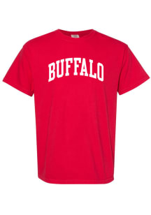 Rally Buffalo Red Arched Wordmark Short Sleeve Fashion T Shirt