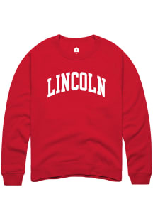 Rally Lincoln Mens Red Arched Wordmark Long Sleeve Crew Sweatshirt