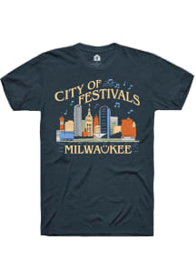 Rally Milwaukee Navy Blue City of Festivals Short Sleeve Fashion T Shirt