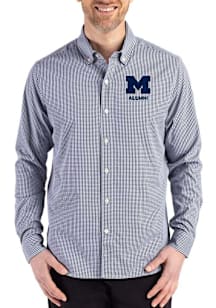 Cutter and Buck Michigan Wolverines Mens Navy Blue Alumni Skyline Long Sleeve Dress Shirt