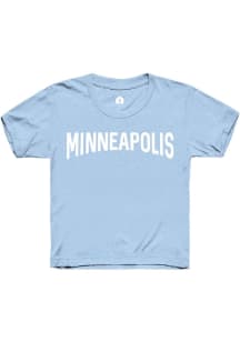 Rally Minneapolis Youth Blue Wordmark Short Sleeve Fashion T-Shirt