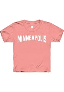 Rally Minneapolis Youth Pink Wordmark Short Sleeve Fashion T-Shirt