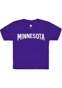 Rally Minnesota Youth Purple Wordmark Short Sleeve Fashion T-Shirt