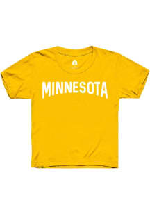 Rally Minnesota Youth Gold Wordmark Short Sleeve Fashion T-Shirt