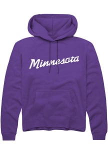 Rally Minnesota Mens Purple Script Long Sleeve Hoodie