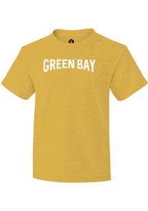 Rally Green Bay Youth Gold Arched Wordmark Short Sleeve T-Shirt