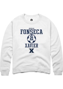 Nicolas Fonseca  Rally Xavier Musketeers Mens White NIL Sport Icon Long Sleeve Crew Sweatshirt