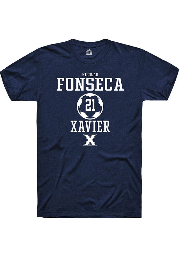 Nicolas Fonseca  Xavier Musketeers Navy Blue Rally NIL Sport Icon Short Sleeve T Shirt