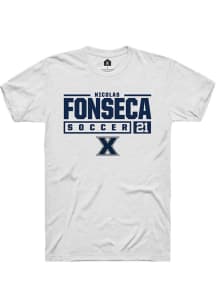 Nicolas Fonseca  Xavier Musketeers White Rally NIL Stacked Box Short Sleeve T Shirt