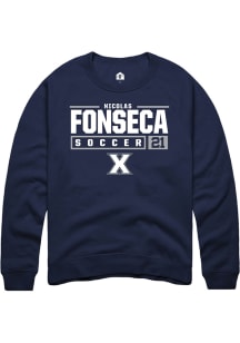 Nicolas Fonseca  Rally Xavier Musketeers Mens Navy Blue NIL Stacked Box Long Sleeve Crew Sweatsh..