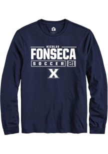 Nicolas Fonseca  Xavier Musketeers Navy Blue Rally NIL Stacked Box Long Sleeve T Shirt