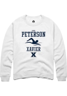 Luke Peterson  Rally Xavier Musketeers Mens White NIL Sport Icon Long Sleeve Crew Sweatshirt