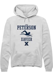 Luke Peterson  Rally Xavier Musketeers Mens White NIL Sport Icon Long Sleeve Hoodie