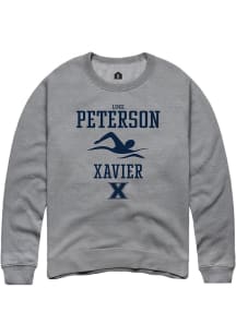 Luke Peterson  Rally Xavier Musketeers Mens Graphite NIL Sport Icon Long Sleeve Crew Sweatshirt