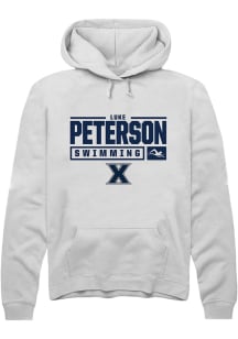 Luke Peterson  Rally Xavier Musketeers Mens White NIL Stacked Box Long Sleeve Hoodie