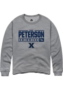 Luke Peterson  Rally Xavier Musketeers Mens Graphite NIL Stacked Box Long Sleeve Crew Sweatshirt