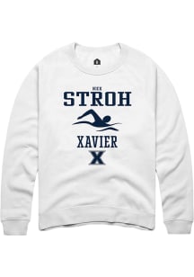 Nick Stroh  Rally Xavier Musketeers Mens White NIL Sport Icon Long Sleeve Crew Sweatshirt