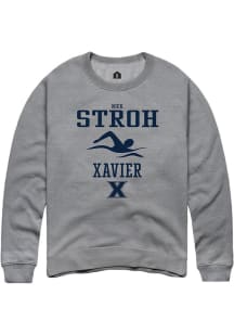 Nick Stroh  Rally Xavier Musketeers Mens Graphite NIL Sport Icon Long Sleeve Crew Sweatshirt