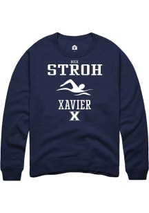 Nick Stroh  Rally Xavier Musketeers Mens Navy Blue NIL Sport Icon Long Sleeve Crew Sweatshirt