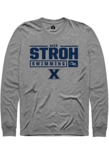 Nick Stroh  Xavier Musketeers Graphite Rally NIL Stacked Box Long Sleeve T Shirt