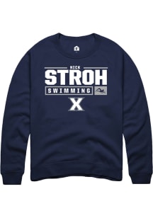 Nick Stroh  Rally Xavier Musketeers Mens Navy Blue NIL Stacked Box Long Sleeve Crew Sweatshirt