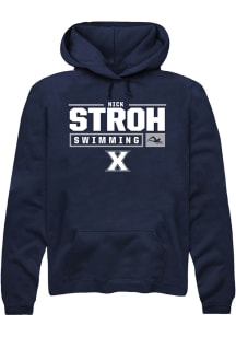 Nick Stroh  Rally Xavier Musketeers Mens Navy Blue NIL Stacked Box Long Sleeve Hoodie