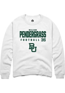 William Pendergrass  Rally Baylor Bears Mens White NIL Stacked Box Long Sleeve Crew Sweatshirt