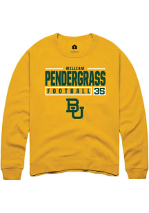 William Pendergrass  Rally Baylor Bears Mens Gold NIL Stacked Box Long Sleeve Crew Sweatshirt