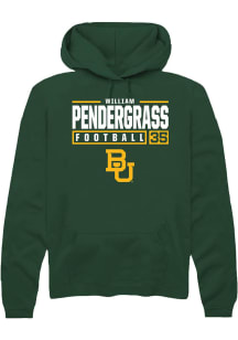 William Pendergrass  Rally Baylor Bears Mens Green NIL Stacked Box Long Sleeve Hoodie