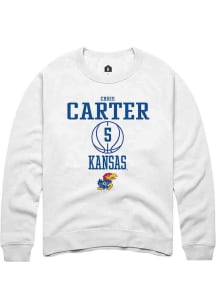Chris Carter  Rally Kansas Jayhawks Mens White NIL Sport Icon Long Sleeve Crew Sweatshirt