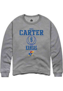 Chris Carter  Rally Kansas Jayhawks Mens Grey NIL Sport Icon Long Sleeve Crew Sweatshirt