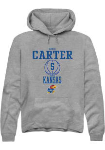 Chris Carter  Rally Kansas Jayhawks Mens Grey NIL Sport Icon Long Sleeve Hoodie