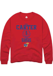 Chris Carter  Rally Kansas Jayhawks Mens Red NIL Sport Icon Long Sleeve Crew Sweatshirt