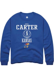 Chris Carter  Rally Kansas Jayhawks Mens Blue NIL Sport Icon Long Sleeve Crew Sweatshirt