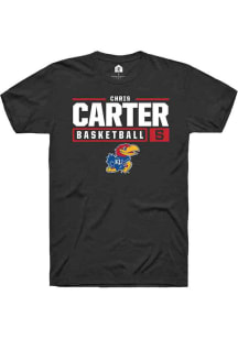 Chris Carter  Kansas Jayhawks Black Rally NIL Stacked Box Short Sleeve T Shirt