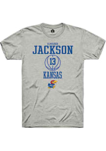 Elmarko Jackson  Kansas Jayhawks Ash Rally NIL Sport Icon Short Sleeve T Shirt